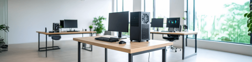 Nowoczesne stanowisko z monitorem Lenovo